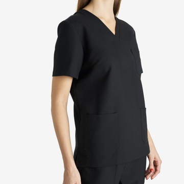 Cotton Scrub Top (Short Sleeve) - Black